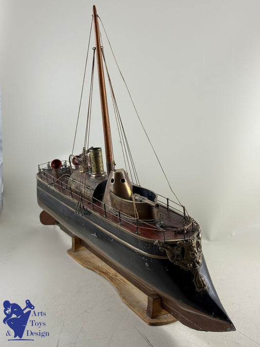 Antique toys MAURAISIN RADIGUET VERY RARE STEAMBOAT ARMORED GUNBOAT C1880