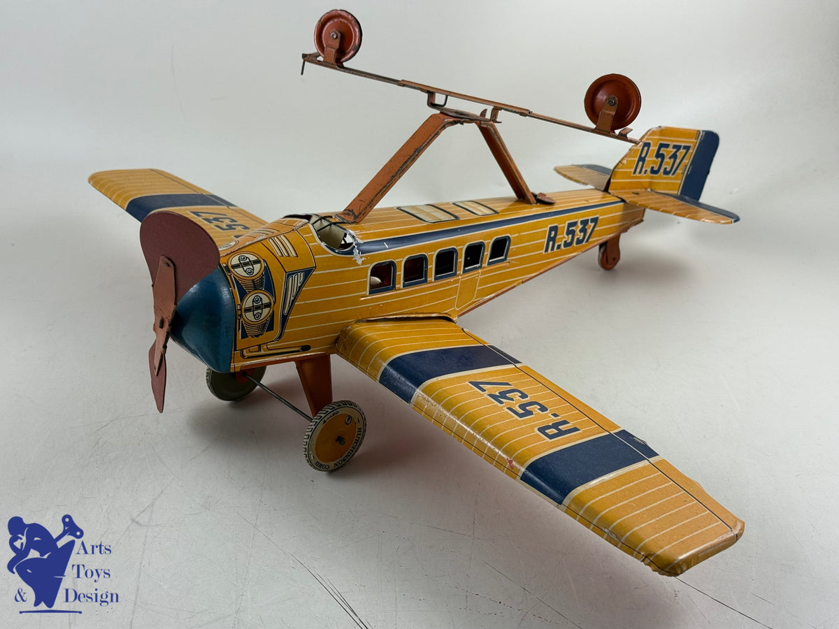 Antique toys GR UNIS FRANCE RARE PLANE WIRE 46CM rubber 1932