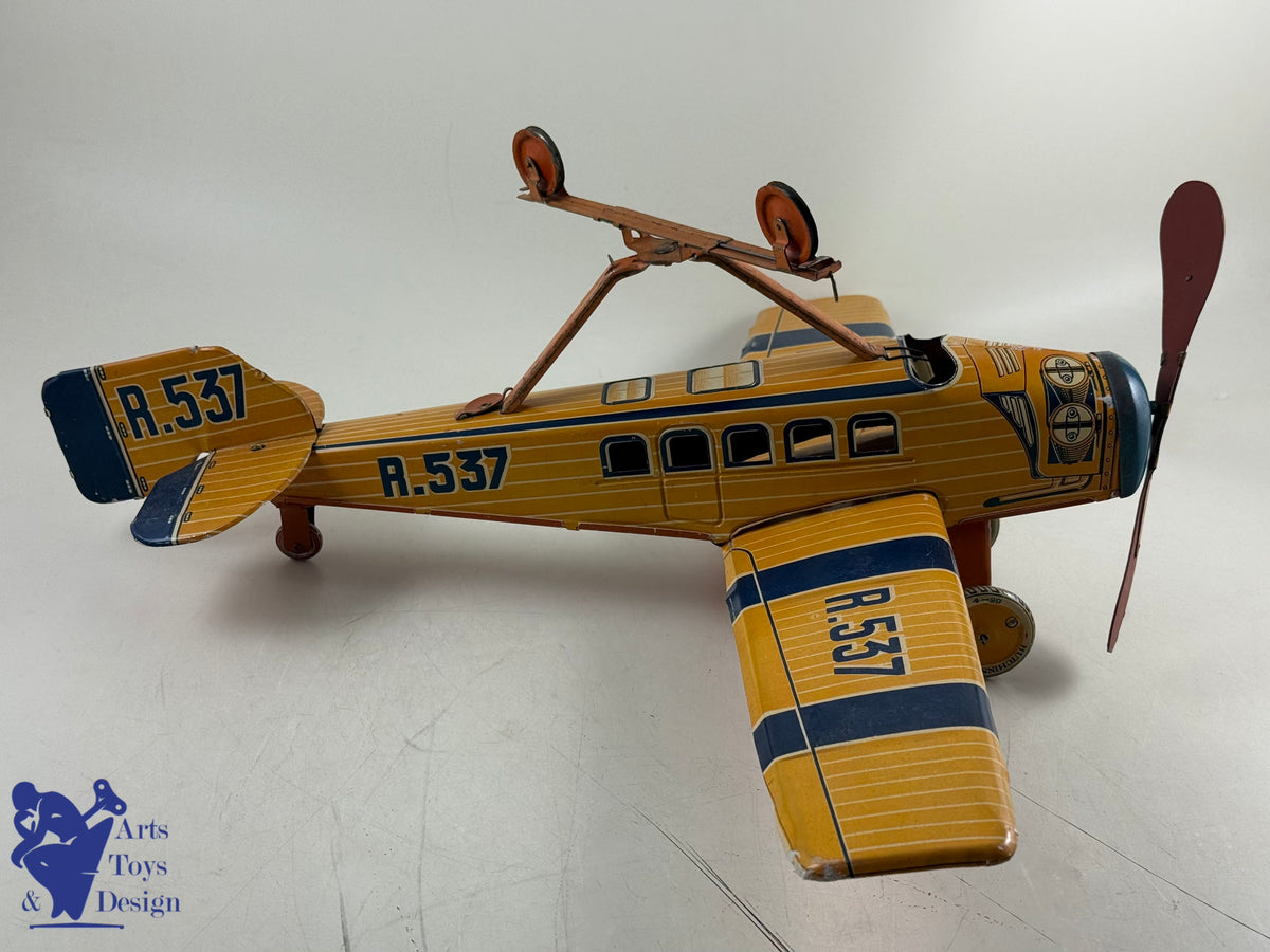 Antique toys GR UNIS FRANCE RARE PLANE WIRE 46CM rubber 1932