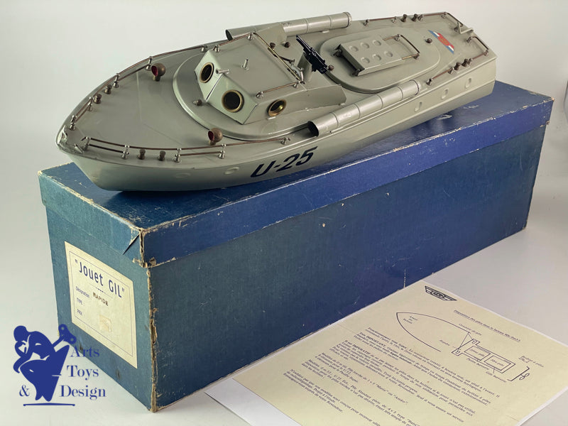 GIL Military boat U25 1st type Battery op 50cm C.1960