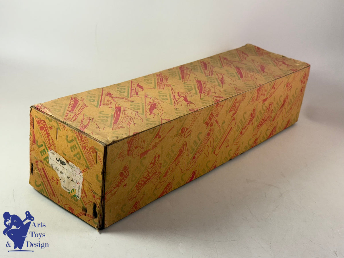 Antique toys JEP 911-4 RED CLOCKWORK RACING CANOT BOAT 1935 47CM