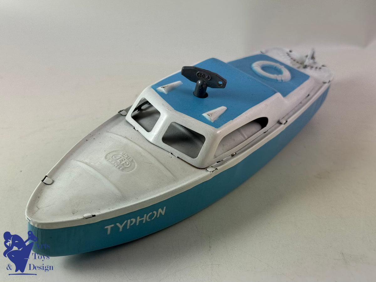 Antique toys JEP 912-2 CLOCKWORK TYPHON CANOT BOAT 1950 32CM