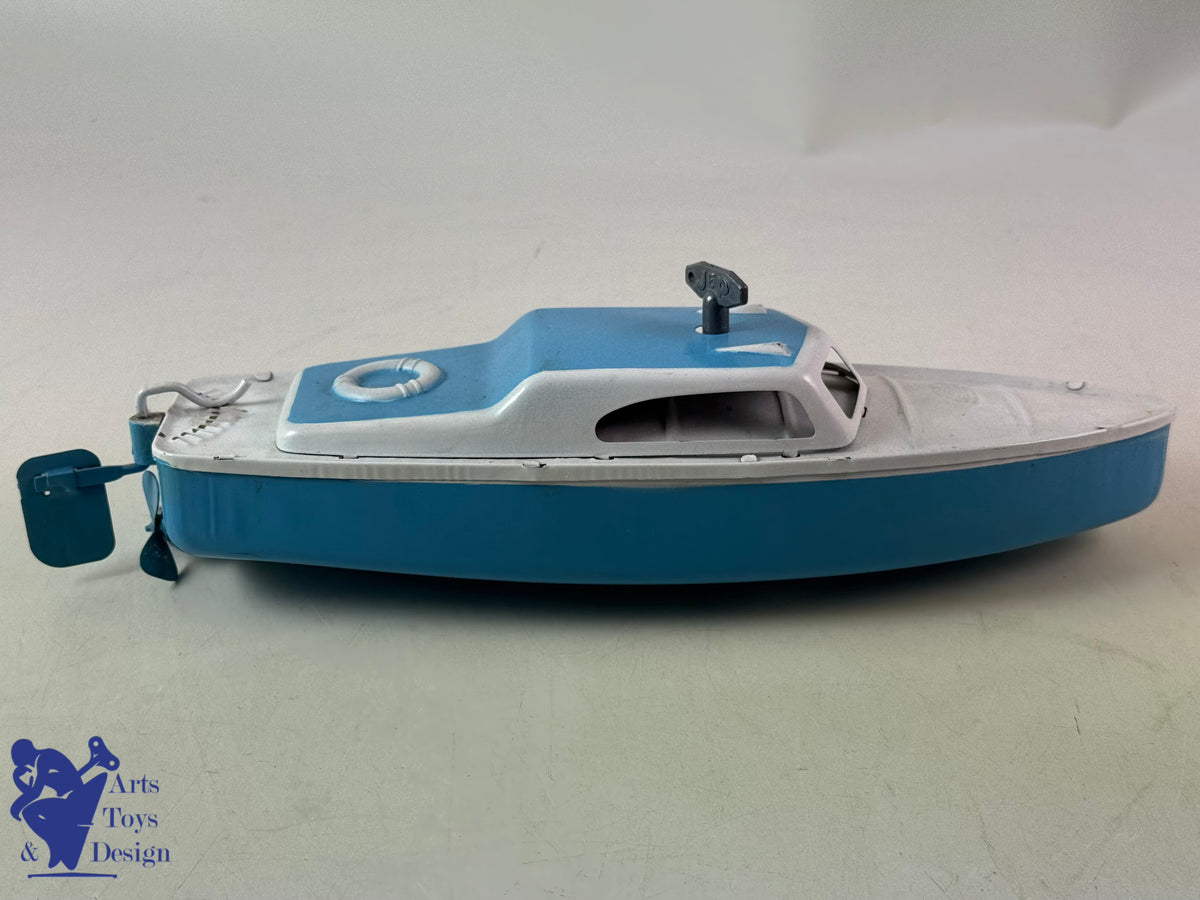 Antique toys JEP 912-2 CLOCKWORK TYPHON CANOT BOAT 1950 32CM