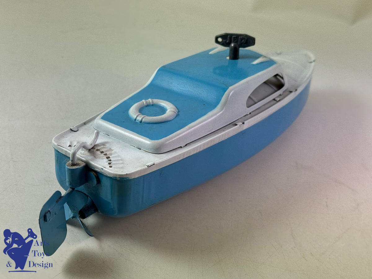 Antique toys JEP 912-2 CLOCKWORK TYPHON CANOT BOAT 1950 32CM