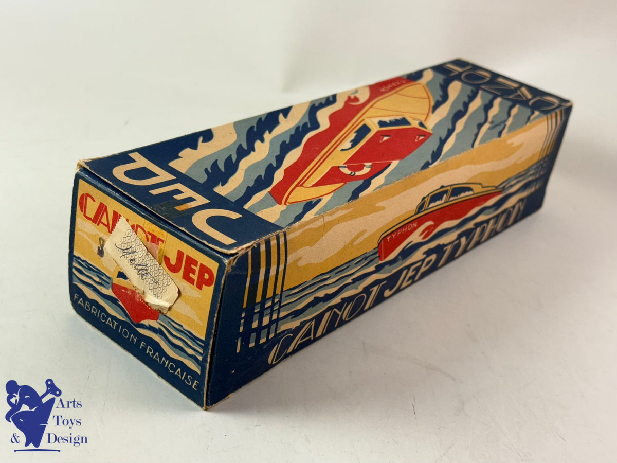 Antique toys JEP 912-2 CLOCKWORK TYPHON CANOT BOAT 1950 32CM
