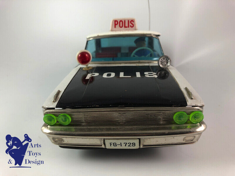 Antique toy Ichiko Ford Galaxie Police Car Polis Friction Tin Japan 33cm