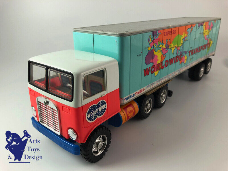 Antique toy Taiyo Japan Worldwide Transport Truck Friction 42cm