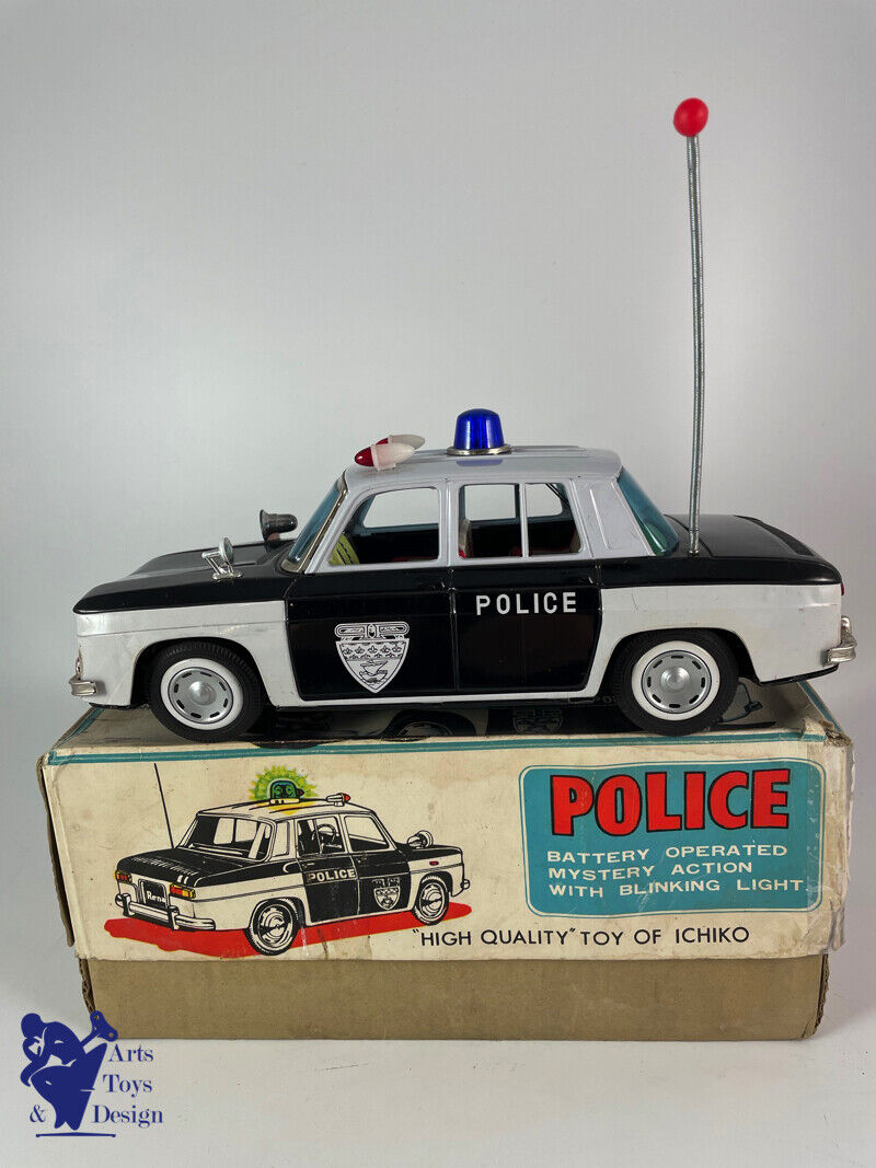 Antique toy Ichiko Rare Renault 8 Police Tin Battery Op Japan 26cm c.1960