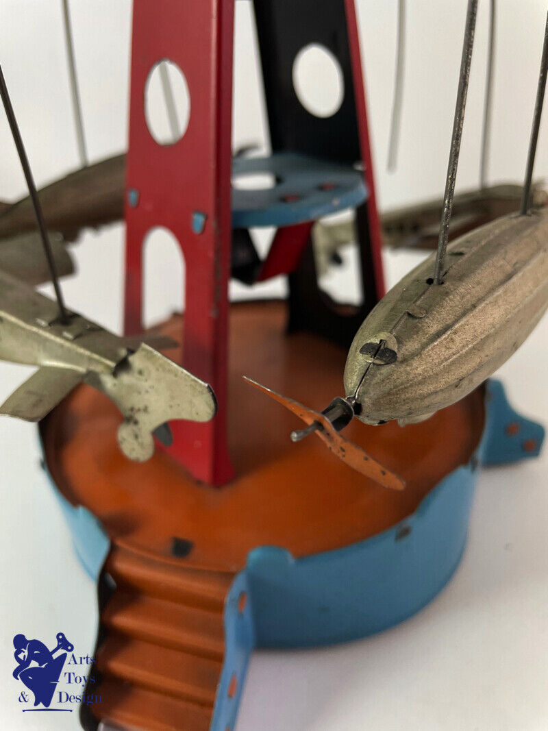 Antique toy carousel W & K Wilhelm Krauss Plane and Zeppelin C.1920 