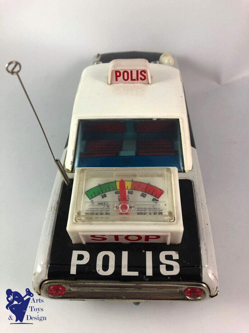 Antique toy Ichiko Ford Galaxie Police Car Polis Friction Tin Japan 33cm