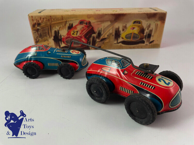 Antique toy PN Niedermeier Ref 260 Tin clockwork RACE CARS 1950