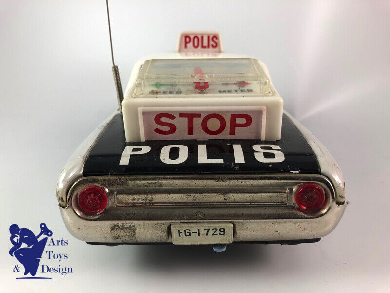 Antique toy Ichiko Ford Galaxie Police Car Polis Friction Tin Japan 33cm