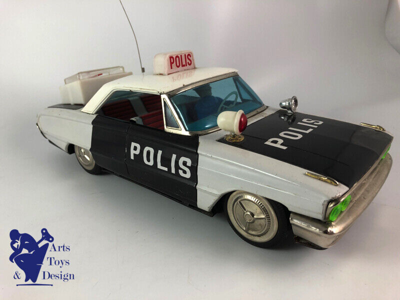 Antique toy Ichiko Ford Galaxie Police Car Polis Friction Tin Japan 33cm