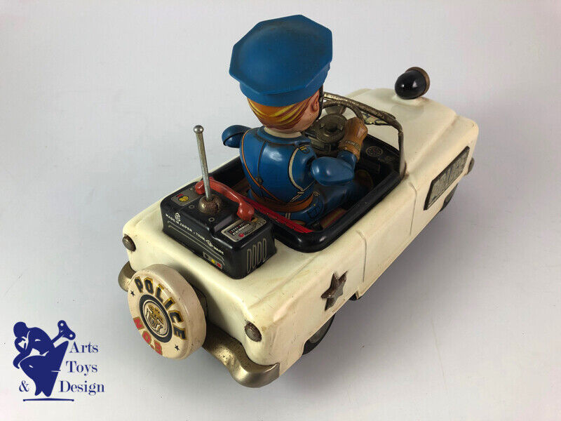 Antique toy Tn Nomura Mystery Police Car Battery Operated Tin Japan 25cm