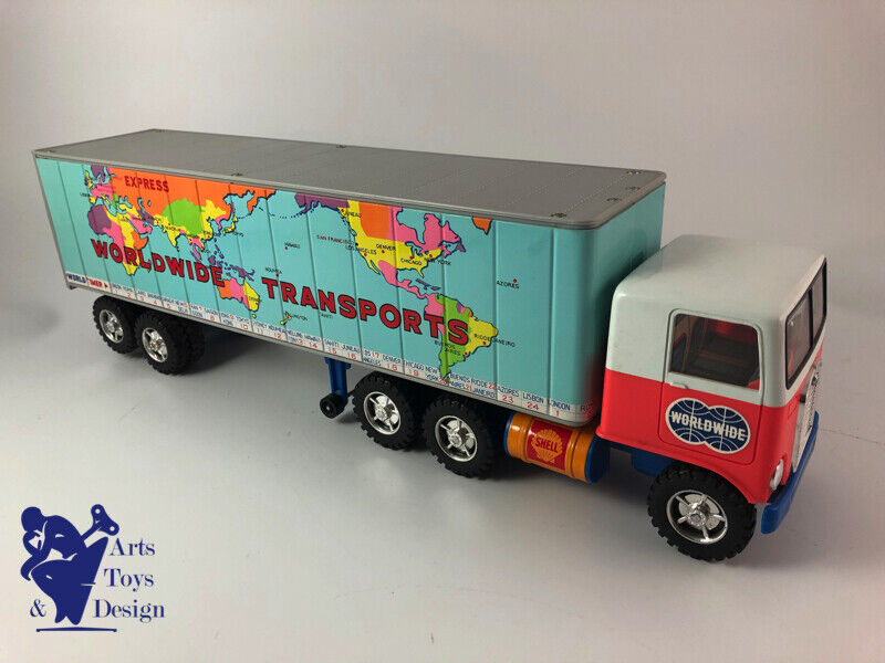 Antique toy Taiyo Japan Worldwide Transport Truck Friction 42cm