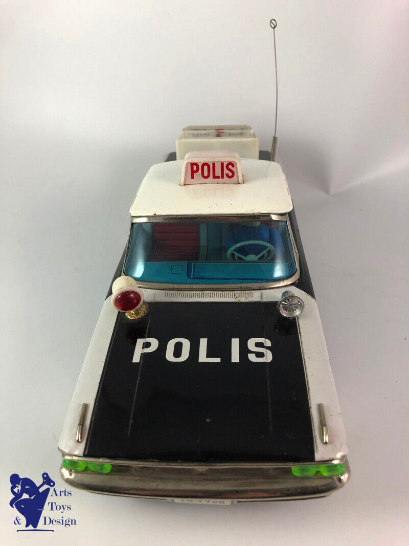 Antique toy Ichiko Ford Galaxie Police Car Polis Friction Tin Japan 33cm