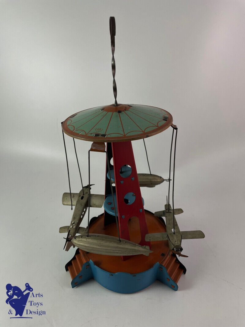 Antique toy carousel W & K Wilhelm Krauss Plane and Zeppelin C.1920 