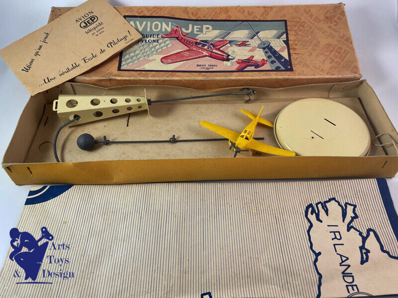 Antique toy JEP Ref 1235 Airplane on Pylon c.1950 Box Carte Notice