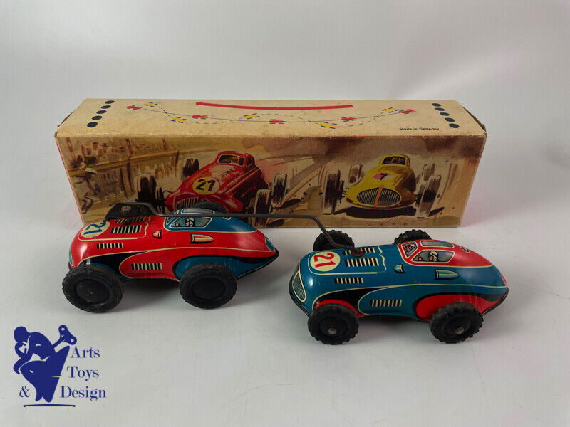 Antique toy PN Niedermeier Ref 260 Tin clockwork RACE CARS 1950