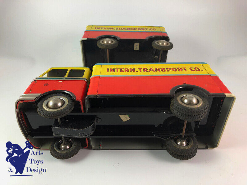 Antique toy GOSO Mercedes semi trailer truck intern transport 55cm C.1950