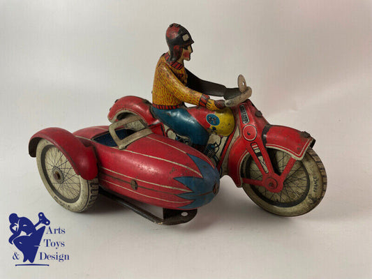 Antique toy JML tin Motorcycle Side Car clockwork L.20 cm c.1930