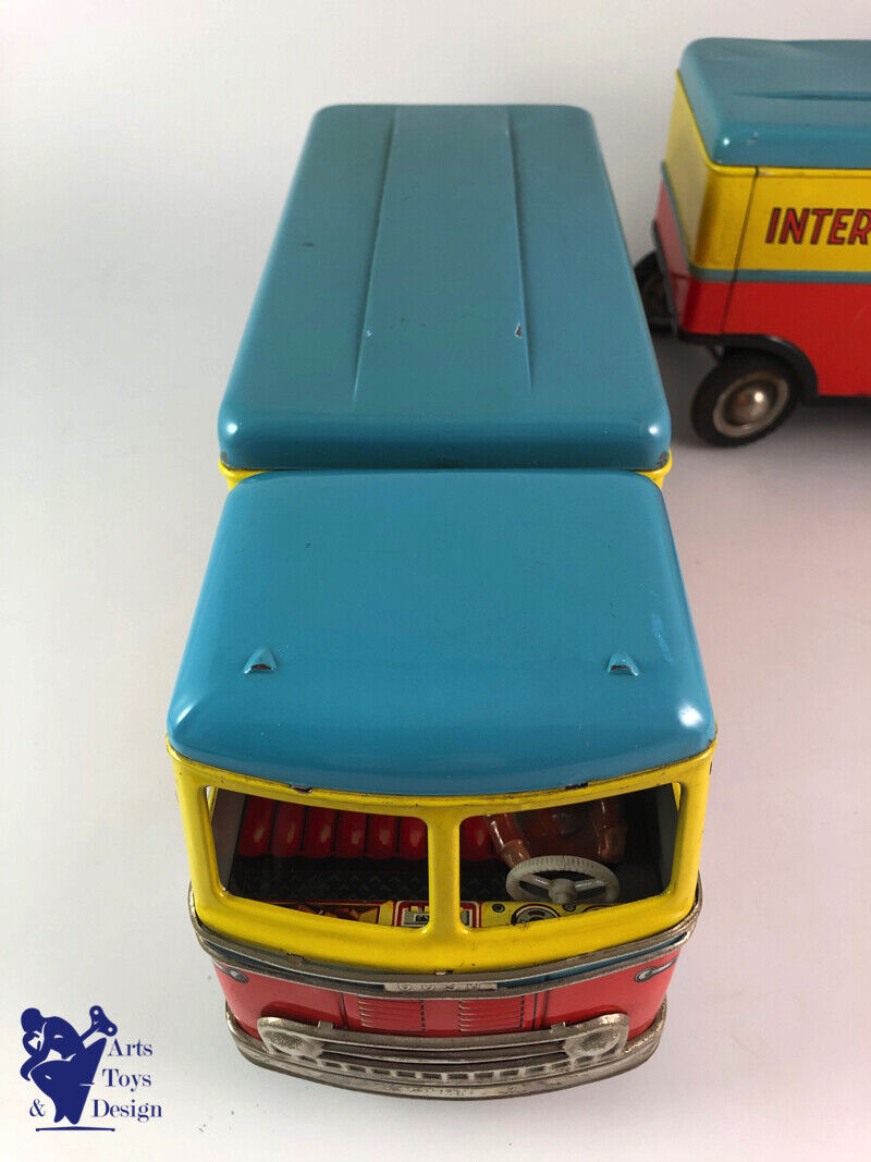 Antique toy GOSO Mercedes semi trailer truck intern transport 55cm C.1950