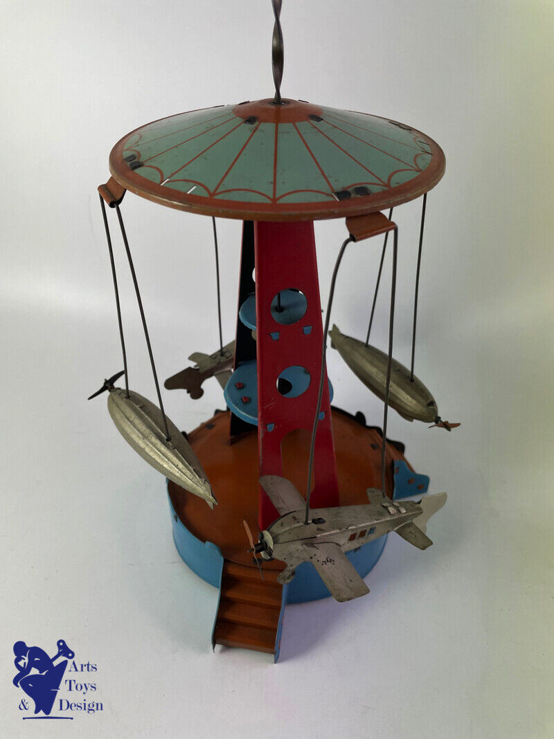 Antique toy carousel W & K Wilhelm Krauss Plane and Zeppelin C.1920 