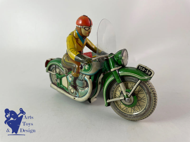 Antique toy Tippco TCO59 MOTO SIDE CAR Clockwork circa 1950 L20cm