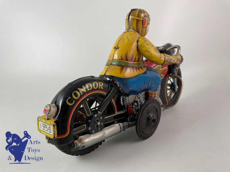 Antique toys I.Y. Metal Toys Large Motorcycle Condor Friction c.1957 L 30cm