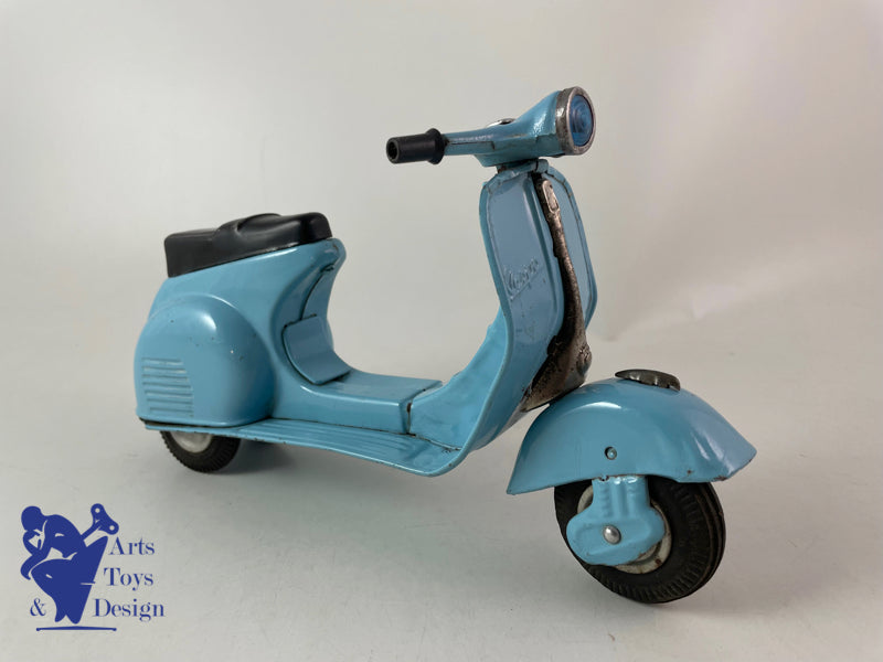 Antique toys Bandai Vespa Blue Scooter Friction circa 1960 L 23cm