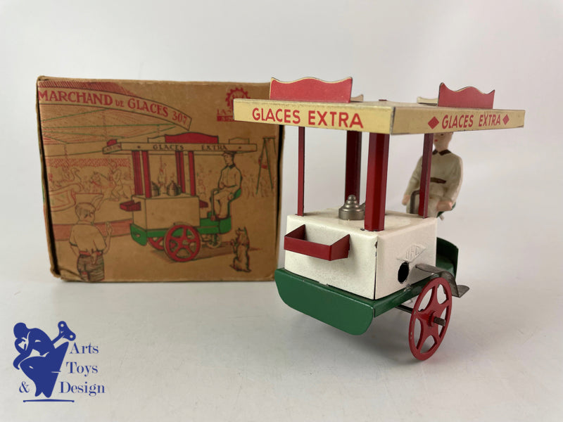 Antique toys La Hotte St Nicolas Clockwork ice cream vendor cart C1950