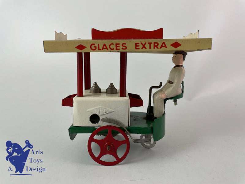 Antique toys La Hotte St Nicolas Clockwork ice cream vendor cart C1950