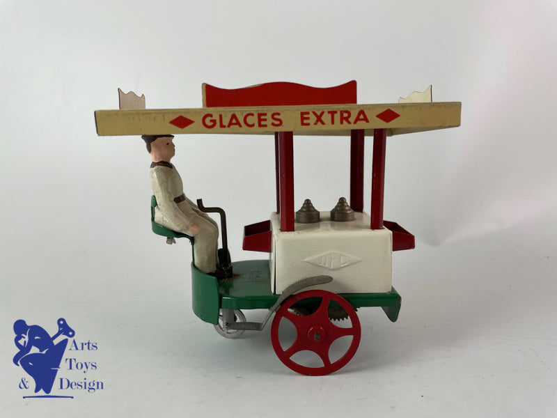 Antique toys La Hotte St Nicolas Clockwork ice cream vendor cart C1950