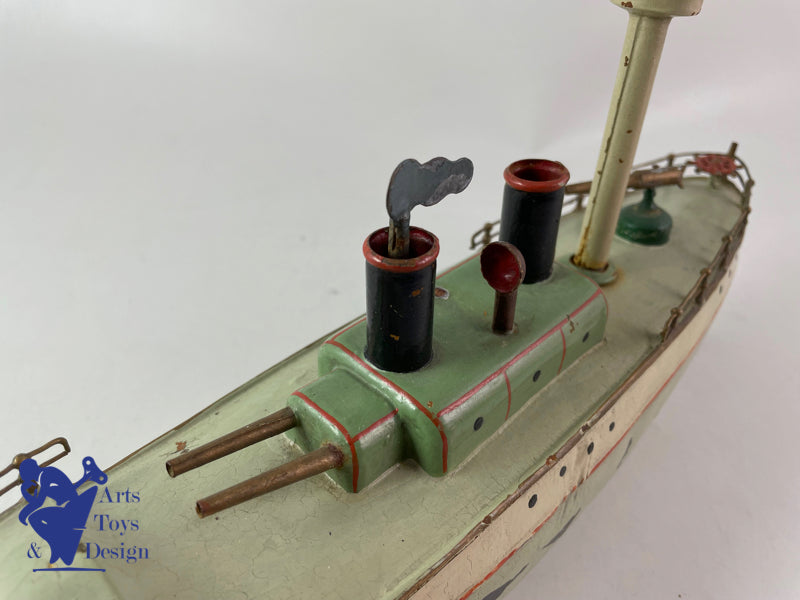 Antique toys Carette Military Boat Warship Clockwork Circa 1911 L 35cm