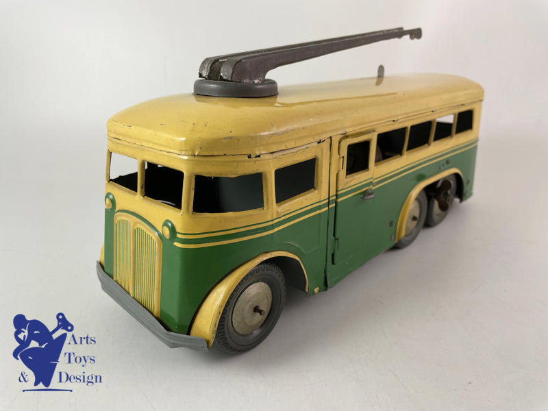 Antique toys Joustra Autocar Trolley bus clockwork circa 1950 L 30cm