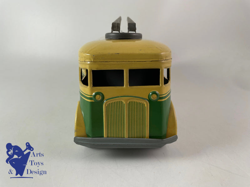 Antique toys Joustra Autocar Trolley bus clockwork circa 1950 L 30cm