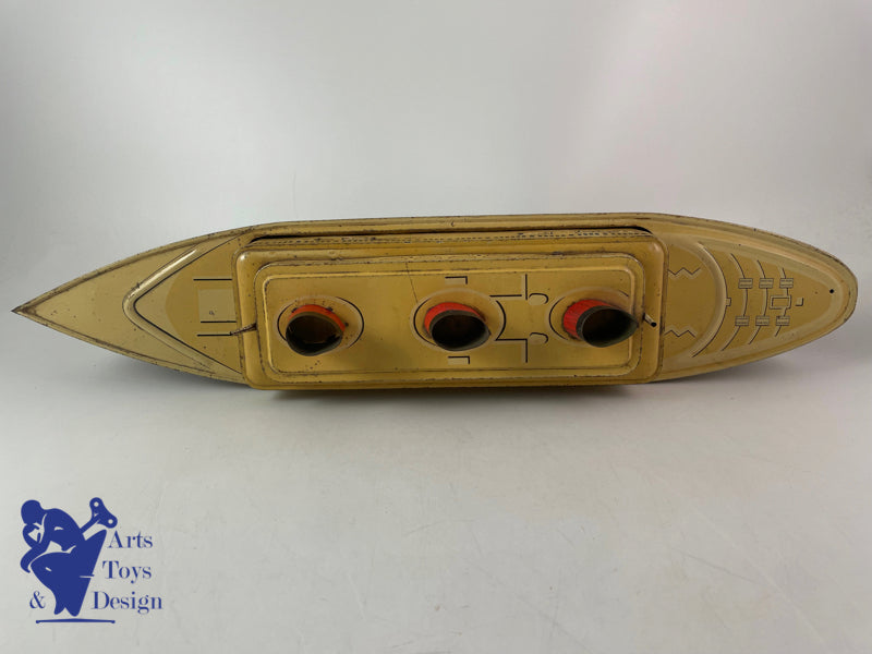 Antique toy biscuit box boat Liner Normandie Galettes St Michel L 57cm