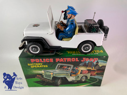Antique toys Tn Nomura Police Patrol Jeep Battery OP circa 1960 T2