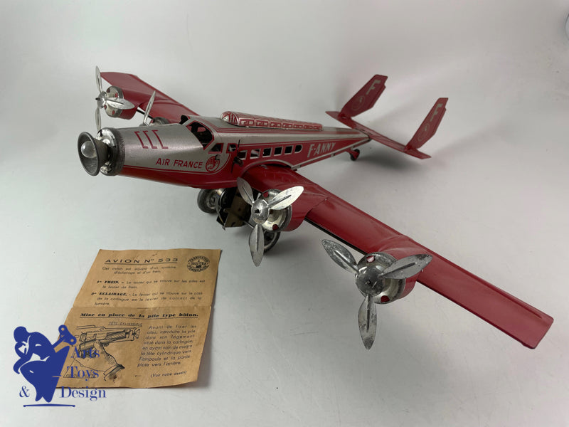 Antique toys Joustra 533 Airplane Air France Fanny circa 1952 W 52cm