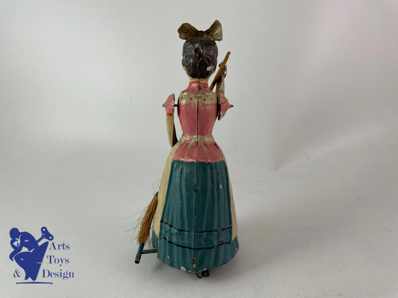 Antique toys Gunthermann Woman With Broom clockwork circa 1910 h 18cm