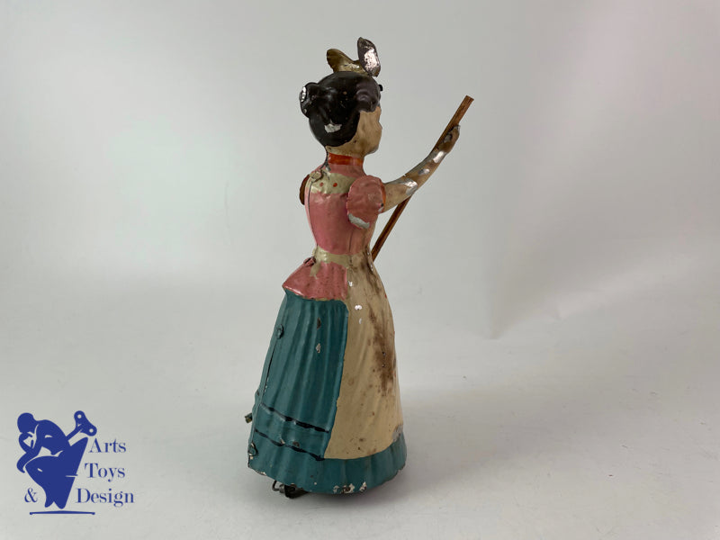 Antique toys Gunthermann Woman With Broom clockwork circa 1910 h 18cm