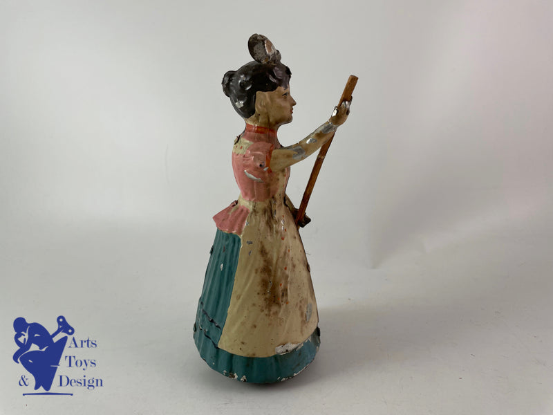 Antique toys Gunthermann Woman With Broom clockwork circa 1910 h 18cm