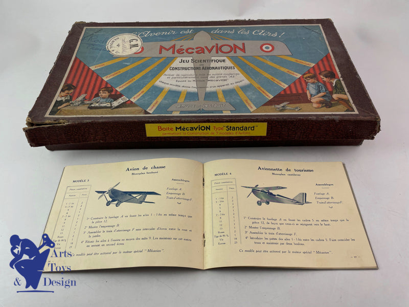 Antique toys scientific Mecavion Standard box 7 planes circa 1935