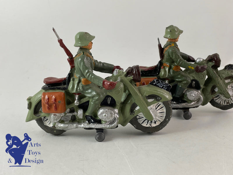 Elastolin Figure Soldier lot of 2 Motorcycle Swiss army circa 1937