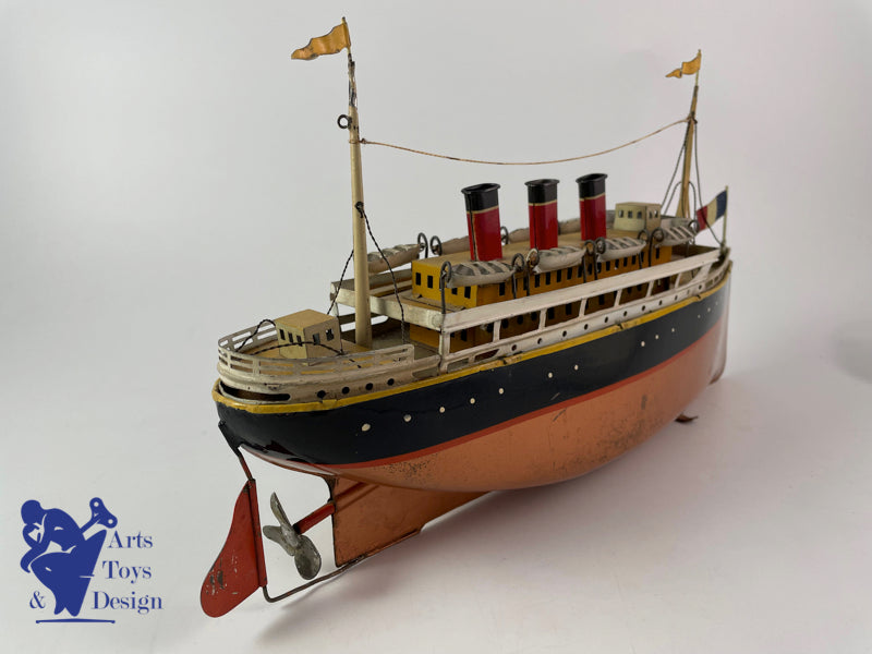 Antique toys Bing boat liner Liner Clockwork 33 cm circa 1928