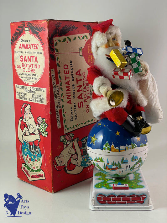 HTC 3979 JAPON PERE NOEL SANTA CLAUS ROTATING GLOBE BATTERY OP 