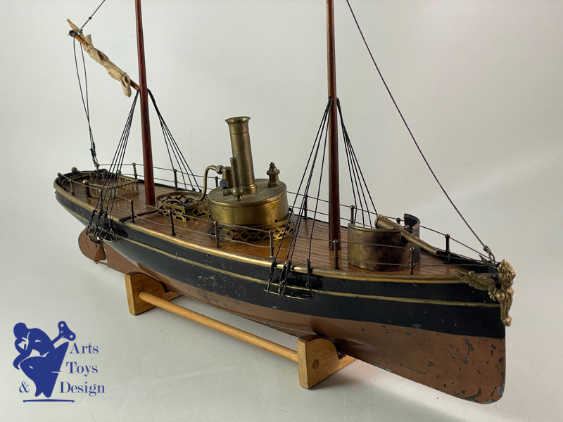 Antique toy Radiguet Rare Steam boat warship 51cm circa 1890