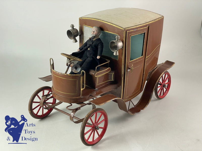 JOUET PINARD  GRAND FIACRE AUTOMOBILE MECANIQUE C.1900 37CM