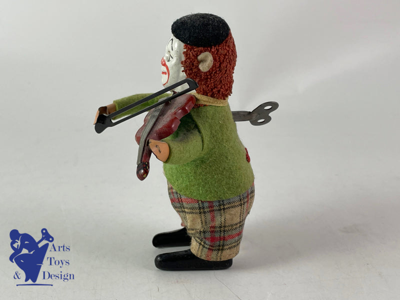 JOUET SCHUCO ALLEMAGNE CLOWN SOLISTO AU VIOLON C.1950